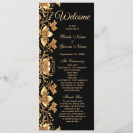 Gold Black Verziert Floral Wedding Program Programm