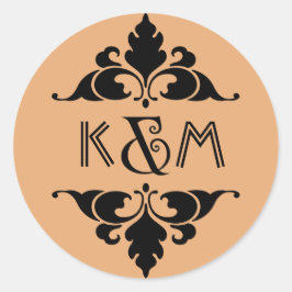 Gold Black Vintag Modern Art Deco Hochzeit Runder Aufkleber