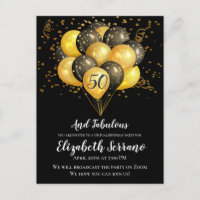 Gold Black Virtual 50. Geburtstagsparty