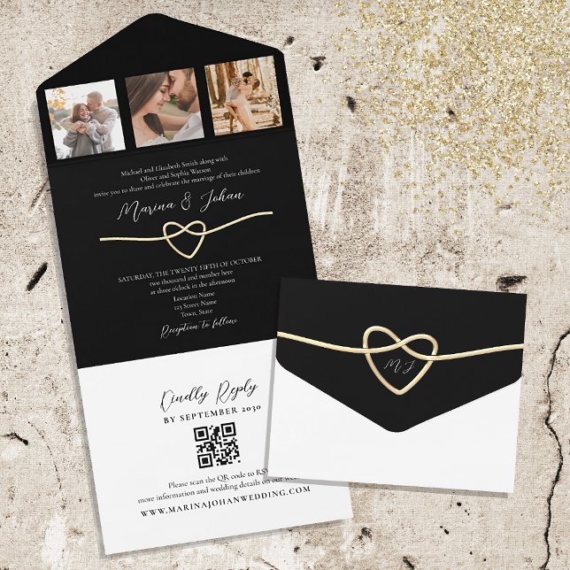 Gold Black Wedding All-in-One QR Einladung (Von Creator hochgeladen)