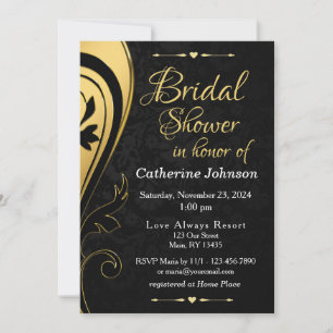 Gold Black Wedding Bridal Dusche Einladungskarte Einladung