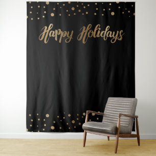 Gold Black Weihnachts-Foto Hintergrund Wandteppich