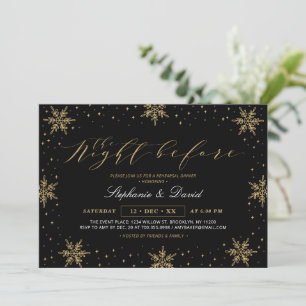 Gold & Black Winter Probedinner-Party-Einladung Einladung