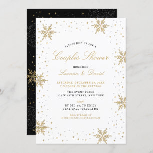 Gold & Black Winter Snow Paare Polterabend Einladung