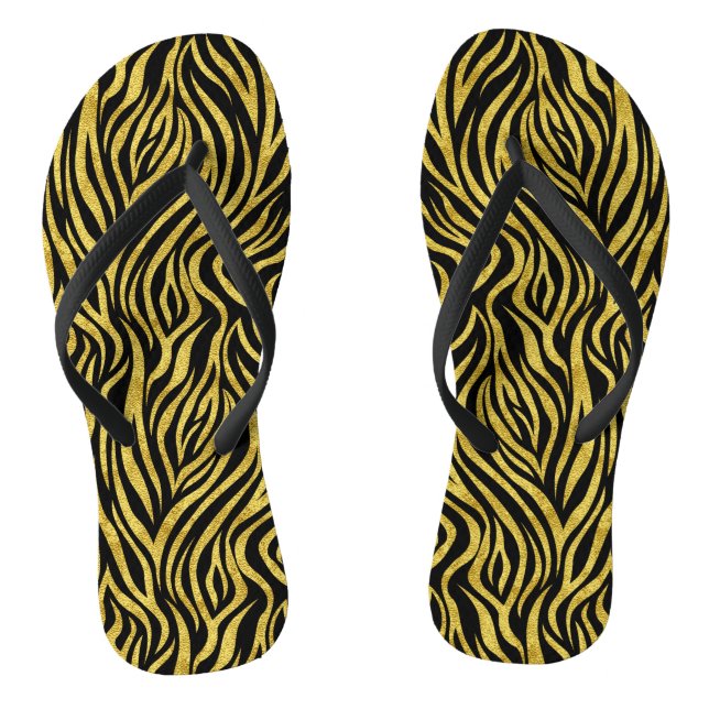 Gold Black Zebra Flip Flops (Fußbett)