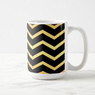 Gold & Black Zig Zag Muster Kaffeetasse
