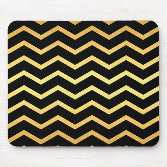 Gold & Black Zig Zag Muster Mousepad (Vorne)