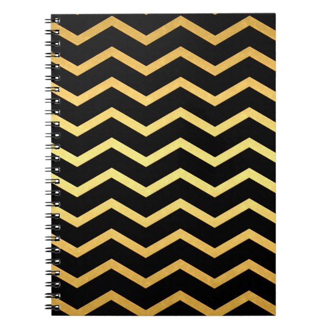 Gold & Black Zig Zag Muster Notizblock (Vorderseite)