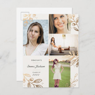 Gold Blätter 4 Foto Grad Ankündigung Postkarte