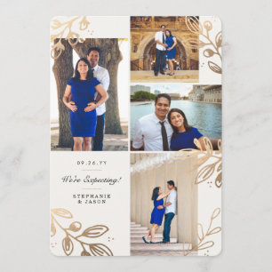 Gold Blätter 4 Foto Schwangerschaftsankündigung Ankündigung