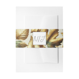 Gold Blätter Almond Beige Glam Hochzeit im Herbst Einladungsbanderole