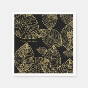 Gold Blätter auf Black Elegant Wedding Party Serviette