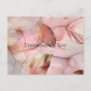 Gold Blätter Blush Pink Denken Sie an Sie Postkarte