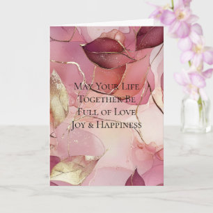 Gold Blätter Burgundy Blush Pink Wedding Karte
