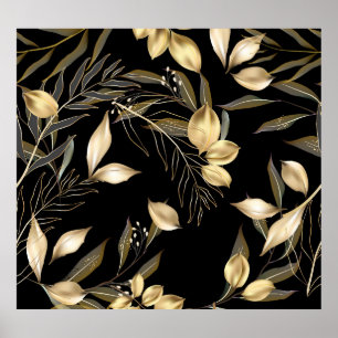Gold-Blätter: Exotische botanische Nahtlose Poster