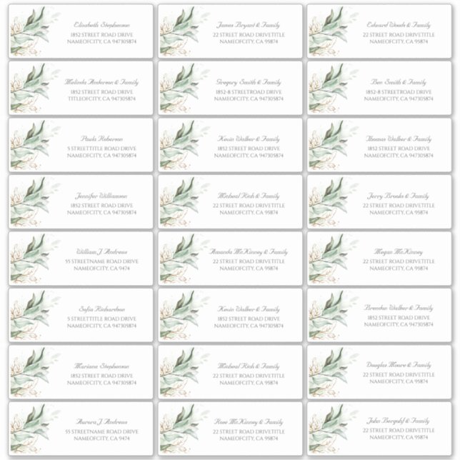Gold Blätter Grüne Gastnamen Adressenmarken Aufkleber (Vorderseite)