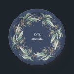 Gold Blätter Grüne Navy Blue Wedding Pappteller<br><div class="desc">Teller der Grüne und Marineblau</div>