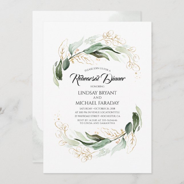 Gold Blätter Grüne Weinroute Mendrisiotto Probe Einladung (Vorne/Hinten)