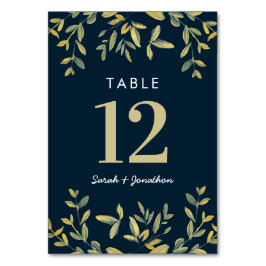 Gold Blätter Hochzeitskarten Tischnummer