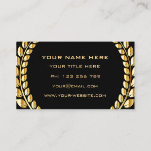 Gold Blätter Laurel Wreath Rahmen Beruflich Black Visitenkarte