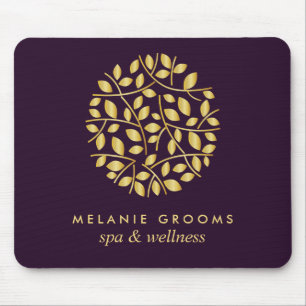 Gold Blätter Logo Lila Personalisiert hinzufügen Mousepad