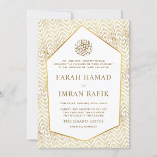 Gold Blätter Muster Islamische Hochzeit Einladung