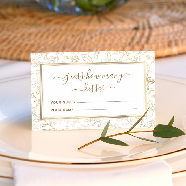 Gold Blätter Musterbeispiel: Wie viele Kisses Game Begleitkarte (Von Creator hochgeladen)