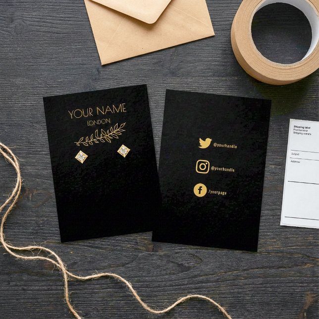 Gold-Blätter, Ohrring-Display-Karte (Gold leaves, earring display card.)