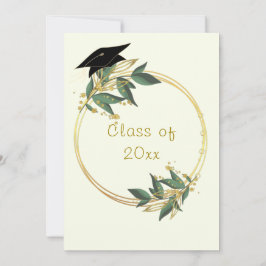 Gold-Blätter Rahmen-Abschluss-Einladung Vorlage