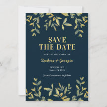 Gold Blätter Save the Date Einladungen für Hochzei