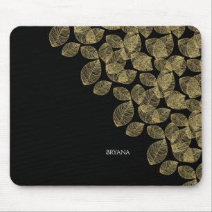 Gold Blätter Schwarzer Herbst Elegance Mousepad