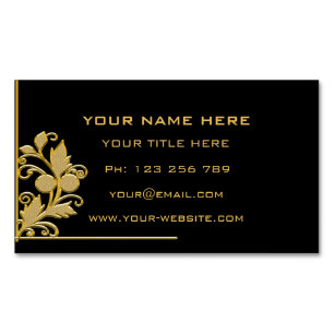 Gold Blätter Text Black Business Card Magnet