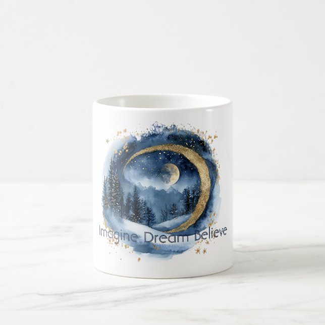 Gold Blau Bäume Stell Dir Vor Träume Glaube   Kaffeetasse (Mittel)