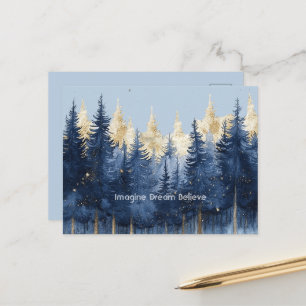 Gold Blau Bäume Stell Dir Vor Träume Glauben Postkarte