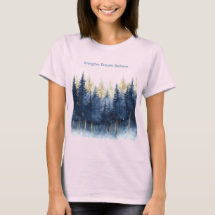 Gold Blau Bäume Stell Dir Vor Träume Glauben T-Shirt