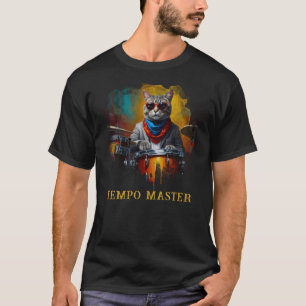 *~* GOLD BLAU Coole Katze AP91 DRUMMER T-Shirt