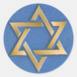 Gold Blau Davidstern Kunstpaneel Runder Aufkleber