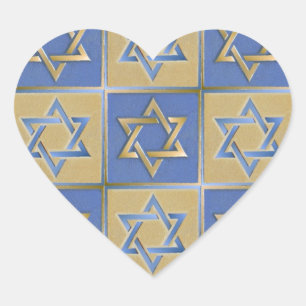 Gold Blau Davidstern-Kunstpaneele Herz-Aufkleber