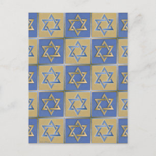 Gold Blau Davidstern-Kunstpaneele Postkarte