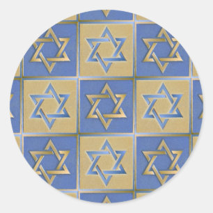Gold Blau Davidstern-Kunstpaneele Runder Aufkleber