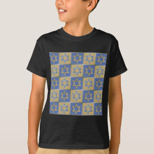 Gold Blau Davidstern-Kunstpaneele T-Shirt