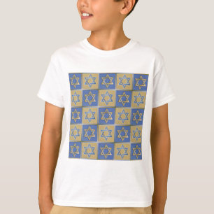 Gold Blau Davidstern-Kunstpaneele T-Shirt