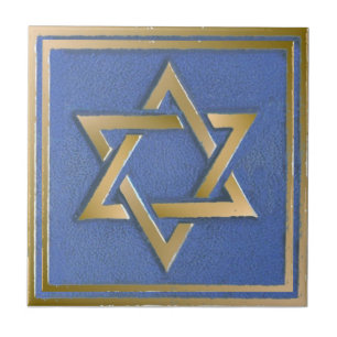 Gold Blau Davidstern Kunstpanel Fliese