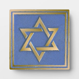 Gold Blau Davidstern Kunstpanel Fotoplatte