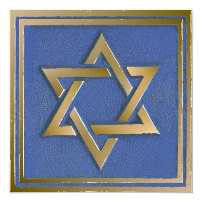 Gold Blau Davidstern Kunstpanel Poster (Vorderseite)