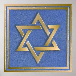 Gold Blau Davidstern Kunstpanel Poster
