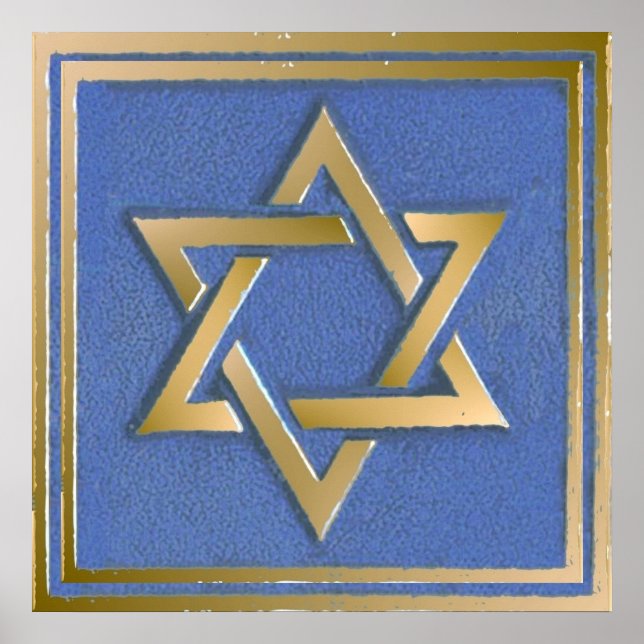 Gold Blau Davidstern Kunstpanel Poster (Vorne)