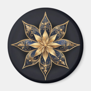 Gold Blau Dekorative Blumen Feiertagsmagnet Magnet
