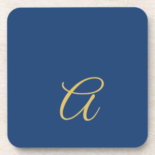 Gold & Blau Farb Monogramm Professioneller Anfangs Getränkeuntersetzer