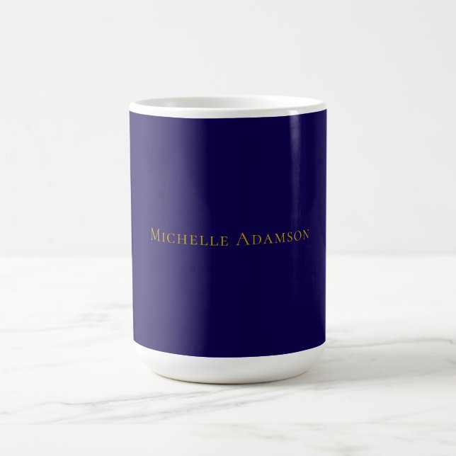 Gold & Blau Farbe Professionell Schlicht Modern Kaffeetasse (Mittel)